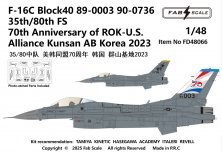 1/48 F-16C Block 40 89-0003 90-0736 35th/80th Fs 70th Anniversar