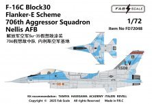 1/72 F-16C Fighting Falcon Block30 Flanker-E Scheme 706th Aggres
