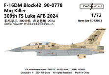 1/72  F-16DM Block 42 90-0778 Mig Killer 309th Fs Luke Afb 2024
