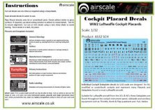 1/32 WWII Luftwaffe/German Cockpit Placards