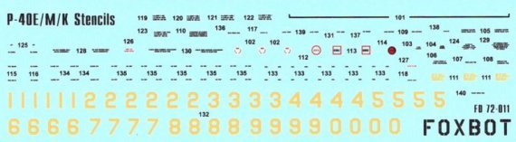 1/72 Curtiss P-40E/P-40M/P-40K Stencils