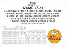 1/144 Namc YS-11 masks with passenger windows for Hasegawa