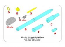 1/35 120mm L/55 CN08 Barrel to K2 Tank Black Panther for Academy