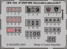 P-39/P400 Airacobra placards