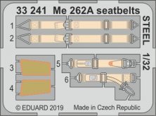 1/32 Me 262A seatbelts STEEL colour photoetched set