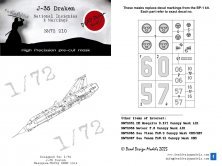 1/72 Saab J-35 Draken National Insignia paint masks for Hasegawa