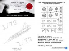 1/72 Saab AJ-37 Viggen National Insignia mask for Hasegawa