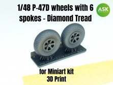 1/48 P-47D-25RE Thunderbolt Diamond tread Wheels for MiniArt