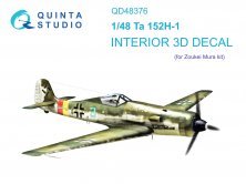 1/48 Ta 152H Interior on decal paper for Zoukei Mura