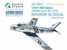 1/48 North-American F-86A Sabre Interior for Clear Prop