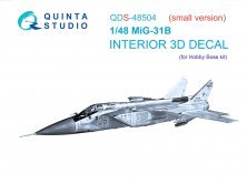 1/48 MiG-31B 3D-Printed & color Interior for Hobby Boss SMALL