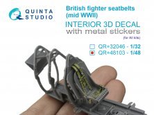 1/48 British Fighter Seatbelts for mid WWII with metal buckles