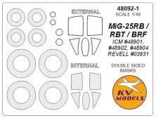 1/48 Mikoyan MiG-25 Double-sided masks and wheels masks Masks