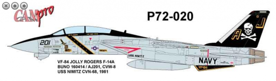 1/72 Grumman F-14A VF-84 Jolly Rogers 1981 USS Nimitz