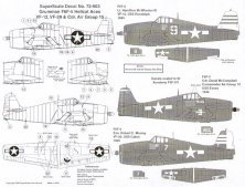 Microscale D�calcomanies F6F-5 Hellcat Aces 1/72