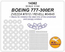 1/144 Boeing 777-300ER canopy paint masks + wheels masks