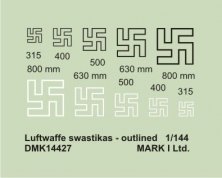 1/144 Luftwaffe Swastikas, Outlined (size: 315;400;500;630;800