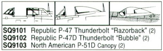 Squadron Canopies P-51D Mustang 1/72 Hasegawa x2