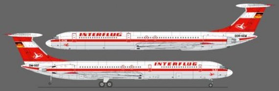 1/144 LU/AGI IL-62 classic Interflug colours printed by Cart