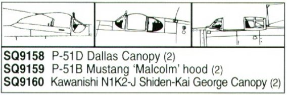 1/72 P-51D Dallas Vacuform Canopy. 2 pieces. For Hasegawa kits