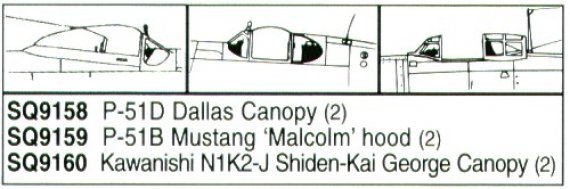 1/72 P-51B Mustang 'Malcolm Hood' Vacuform Canopy. (2) For Haseg