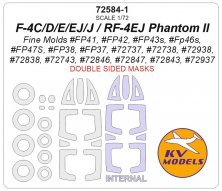 1/72 McDonnell F-4EJ Phantom wheels and canopy frame paint masks