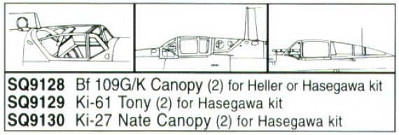Squadron Canopies Bf-109G/K 1/72 Hasegawa Heller