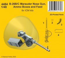 1/48 B-26B/C Marauder Nose Gun, Ammo Boxes for ICM