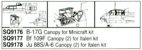 1/72 Junkers Ju 88S/A-6 Vacuform Canopy. For Italeri kit