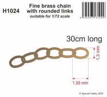 Fine brass chain with rounded links 1/72 30 cm