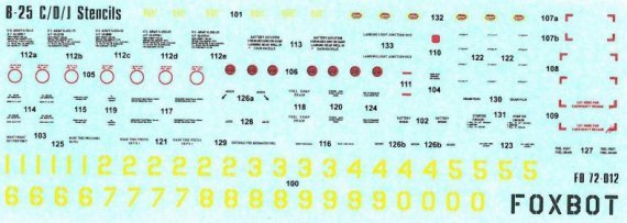 1/72 North-American B-25C/B-25D/B-25J Mitchell Stencils for Airf
