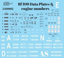 1/24 Messerschmitt Bf-109 Data Plates and engine numbers