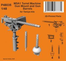 1/48 M5A1 Turret MG Mount & Gun Barrels for Tamiya