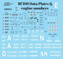 1/48 Messerschmitt Bf-109 data plates and engine numbers