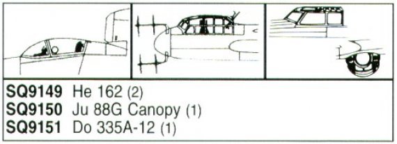 1/72 He 162 Vacuform Canopy. 2 pieces. For DML/Dragon kit