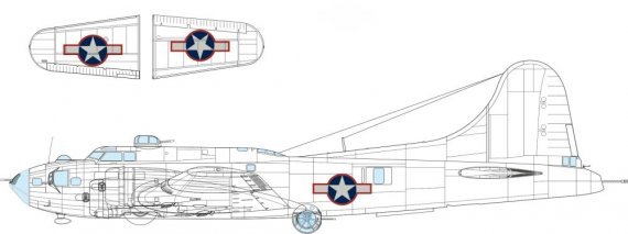 Mask 1/48 B-17F US national insignia with red outline