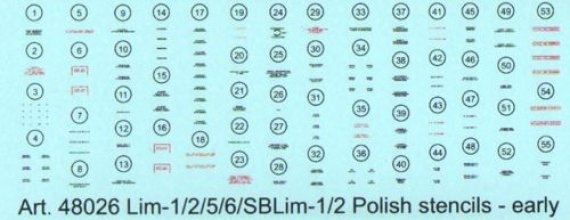 1/48 MiG-15/Lim-1/2 early version stencils