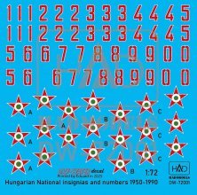 1/72 Decal Hungarian National Insignias & Numbers 1950-90