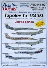 1/144 Decals Tu-134 UBL & paint mask (ZVE)