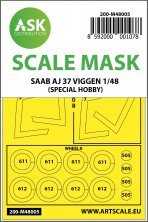 1/48 Saab AJ-37 Viggen wheels and canopy masks