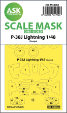 1/48 Lockheed P-38J Lightning one-sided mask Kabuki masking foil