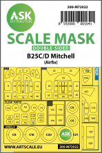 1/72 North-American B-25C/D Mitchell Kabuki wheels and canopy ma