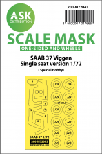 1/72 Saab JA-37 Viggen single seater wheels and canopy mask
