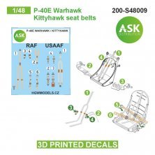 1/48 Curtiss P-40E Warhawk / Kitty Hawk pilot seat belts