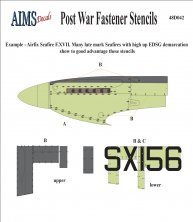 1/48 Post War Fastener stencils for Supermarine Seafire XVII