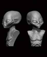 Grey ALIEN-BUST 5cm/50mm