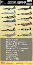 1/72 F-5 Tiger II Brazil Chile Jordan Morocco Saudi...