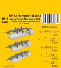 CMK 1/48 HP.52 Hampden B.Mk.I Set Bombes Ailes