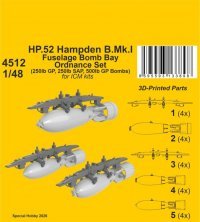 CMK 1/48 HP.52 Hampden B.Mk.I Set Soute � Bombes Fuselage