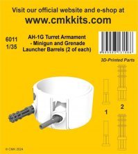 1/35 AH-1G Turret Armament Minigun & Grenade Launcher barrels